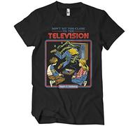 Steven Rhodes Licenza Ufficiale Don't Sit Too Close to The Television T-Shirt da Uomo (Nero), X-Large