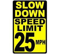 Stevenca Targa in metallo con scritta in inglese "Danger Warning Slow Down Speed Limit 25 MPH Sign 20,3 x 30,5 cm Decor cartello da parete in alluminio