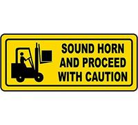 Stevenca Targa in metallo con scritta in lingua inglese "Danger Sign 6x16" Sound Horn Proceed with Caution, 20,3 x 30,5 cm, decorazione in alluminio