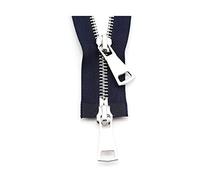 Stevenurr 1 pz 70/90cm 5# Cerniera in Metallo Argento Doppio cursore Cerniera a Due Vie per Tasca del Cappotto Accessori per Cucire Indumenti, Blu Navy, 90cm