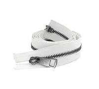 Stevenurr 5# Cerniere Colorate 30-80cm Doppi cursori Aperti Cerniera in Metallo Nero Artigianato Accessori per Cucire Abbigliamento Fai da Te, Bianco, 60cm