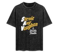 Stevie Ray Vaughan And Double Trouble Notes Rock Music Men's T-Shirt Unisex Black Cotton Hip Hop Print Tee Shirts XXL