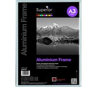 SECO Stewart Superior - Cornice portafoto in Alluminio Spazzolato, Formato A3, con Vetro di Sicurezza in plexiglas, Colore: Argento
