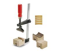 StewMac Jaws2 - Pressa per tasti, con 5 inserti in ottone di diversi raggi e 3 calici per collo/buca in legno