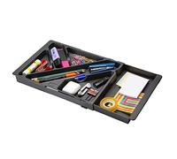 STEY ACCESORIOS Vassoio estensibile per cassetto della scrivania - In plastica riciclata - 32,8<>45,2x22,5x2,5 cm - Si Adatta a Qualsiasi Misura di Cassetto - Nero - Made in EU (1 Unità)
