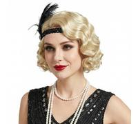 STfantasy Bionda Finger Wave 1920 Parrucca Corto Riccio Vestito operato per donne Cosplay Festa 70s Costume (Bionda)
