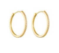 Stfery 9/14/18 carati oro Eternity Huggie Hoops per le donne in vero oro, orecchini a cerchio rotondi pavimentano moissanite, Unique, Metallo, Moissanite