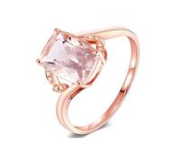 Stfery Anelli da donna in oro rosa 18 kt con pavé di morganite da 1,85 ct, fascia di fidanzamento con lettere personalizzabili, 6.5, Metallo, Nessuna pietra preziosa