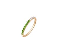 Stfery Anelli di promessa in oro rosa 9K/14K/18K, eleganti anelli impilabili Half Eternity da donna, fascia per anniversario d'oro con diopside verde e diamanti personalizzati, 7.5, Metallo, Diopside