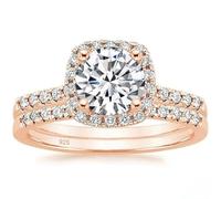 Stfery Anelli Set Argento 925 Donna Anello Punto Luce Scintillante, Fedine con Zircone Rotonda 7MM Anelli Impilabili Oro Rosa Moda Taglia 11