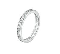 Stfery Anello a doppia fascia in oro bianco 9K/14 K con moissaniti, anello impilabile da donna, 4.5, Oro bianco, Moissanite