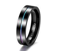 Stfery Anello a fascia da uomo, in acciaio al titanio, con scanalatura colorata, 5/7/9 mm, colore nero, vestibilità comoda, unisex, Z 1/2, Metallo, Non pietra preziosa