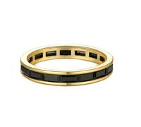 Stfery Anello a fascia Eternity in oro giallo 9 K/14 K, anello di fidanzamento da donna in vero oro, baguette nero Ony ~ x, 4.5, Oro giallo 9 carati, Onice