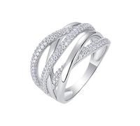 Stfery Anello a fascia in oro bianco 18 carati con pavé incrociato in vero oro, 12 mm di larghezza, moissanite, fede nuziale personalizzata da donna, 7.5, Metallo, Moissanite