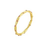 Stfery Anello a fascia in oro giallo 9 K/14 K, con pietra preziosa infinita e tormalina, da donna, 9, Oro giallo, Tormalina