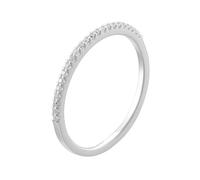 Stfery Anello a fascia sottile Half Eternity in oro bianco 9 K, anello impilabile con moissanite, personalizzato per le donne, 6, Metallo, Moissanite