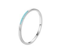 Stfery Anello a fascia sottile in oro bianco 9/14 carati, con turchese, anello impilabile da donna, 4.5, Oro bianco, Turchese