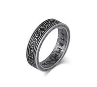 Stfery Anello Acciaio Inossidabile Uomo con Nodo Celtico Rune, Anello Argento Vintage 6MM Vichingo Taglia 30