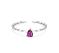 Stfery Anello aperto in oro bianco 18 carati con corindone a pera, anello aperto in vero oro, con pietra preziosa solitaria impilabile, anello personalizzato per le donne, 6, Metallo, Corindone