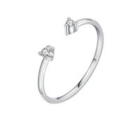 Stfery Anello aperto in oro bianco 9/14 carati con moissanite in vero oro, da donna, impilabile, 8, Oro bianco 9 carati, Moissanite