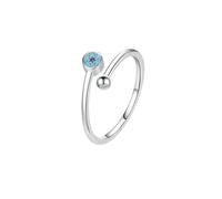 Stfery Anello aperto in oro bianco 9K/14 K, turchese, anello di fidanzamento da donna impilabile, 9, Oro bianco 9 carati, Turchese