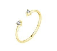 Stfery Anello aperto in oro giallo 9/14 K con moissanite in vero oro, da donna, impilabile, 5.5, Oro giallo, Moissanite