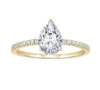 Stfery Anello Argento 925 Punto Luce Goccia e Pavè Donna, Anello Fede Oro con Zircone 6x9MM, 1.5ct Classico Taglia 7