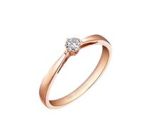 Stfery Anello con diamanti in oro rosa da donna, anello solitario classico a quattro artigli, anello di fidanzamento con diamante naturale 0,2 carati, misura 47-65, 63 (20.1), Metallo, Diamante