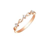 Stfery Anello con diamanti in oro rosa e oro vero e proprio oro, elegante anello impilabile delicato con motivo openwork, per donna e diamanti naturali 0,07 carati, misura 47-65, 65 (20.7), Metallo