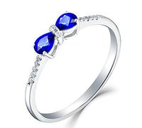 Stfery Anello con fiocco in oro rosa 18 kt con zaffiro a forma di pera da 0,9 ct e pavé di diamanti a fascia per anniversario personalizzabile, N 1/2, Metallo, Nessuna pietra preziosa