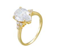 Stfery Anello da cocktail con pietra preziosa in oro 9 carati, anello dichiarazione con moissanite a goccia personalizzato per le donne, 7.5, Metallo, Moissanite