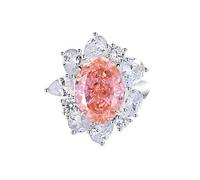 Stfery Anello da cocktail in oro bianco 18 carati con pavé di pietre preziose in vero oro personalizzato, creato in laboratorio Padparadscha fede nuziale da donna4, 5.5, Metallo, Moissanite Zaffiro