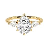 Stfery Anello da donna con tre pietre in oro 9 K/14 K/18 K con gocce di moissanite da 6 carati
