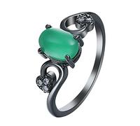 Stfery Anello da donna di fidanzamento, anello con zirconi placcati in oro, anello ovale con quattro denti alla moda, per cocktail, feste, elegante regalo, 57 (18.1), Zirconia cubica
