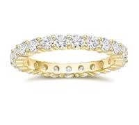 Stfery Anello da donna Eternity in argento Sterling 925, con zirconia cubica da 3 mm, anello a fascia in oro per lei, P 1/2, Metallo, Zirconie sintetico