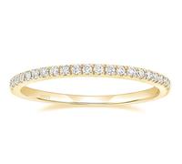 Stfery Anello da donna Half Eternity, in argento 925, con pavé di zirconi cubici dorati, impilabile, M 1/2, Metallo, Non pietra preziosa