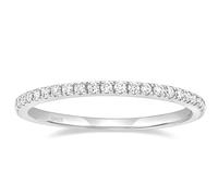 Stfery Anello da donna Half Eternity, in argento 925, con pavé di zirconi cubici dorati, impilabile, N 1/2, Metallo, Non pietra preziosa