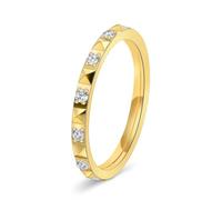 Stfery Anello da donna in acciaio inox con zirconia cubica a forma di piramide