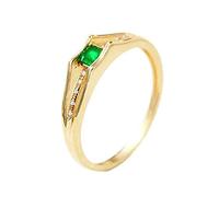 Stfery Anello da donna in oro 18 carati Au750, con smeraldo, anello di diamanti, 51 (16.2), Metallo, Smeraldo Diamante
