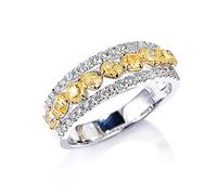 Stfery Anello da donna in oro 18 carati Au750, punta da trapano in pietra, anello da sposa con diamante giallo, anelli veri gioielli, 65 (20.7), Metallo, Diamante giallo