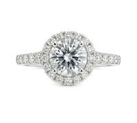 Stfery Anello da donna in oro 18 carati, con pavé rotondo e moissanite, anello nuziale personalizzato, 7.5, Metallo, Moissanite