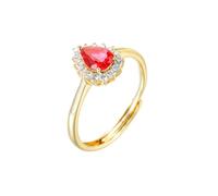 Stfery Anello da donna in oro 9 K/14 K/18 K con pera a grappolo di aureola, anello di lusso con rubino creato in vero oro, 6.5, Metallo, Rubino sintetico