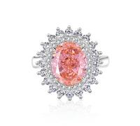 Stfery Anello da donna in oro bianco 18 carati, con laboratorio, realizzato con zaffiro rosa, taglio ovale, misura 47-65, 51 (16.2), Metallo, Moissanite Laboratorio Creato Padparadja Zaffiro