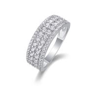 Stfery Anello da donna in oro bianco 18 carati, con pavé di moissanite, anello a quattro file personalizzato, 7.5, Metallo, Moissanite