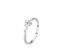 Stfery Anello da donna in oro bianco 18 carati personalizzato, anello impilabile a serpente in vero oro, 5.5, Metallo, Nessuna pietra preziosa