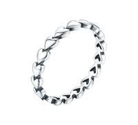 Stfery Anello da donna in oro bianco 9 carati 14 carati a forma di fila di cuori, N 1/2, Metallo, Nessuna pietra preziosa