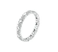 Stfery Anello da donna in oro bianco 9K/14K con fascia di cuori in vero oro e moissanite, 8, Oro bianco 9 carati, Moissanite