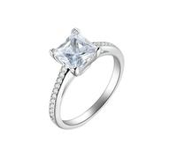 Stfery Anello da donna in oro bianco 9K/14K con moissanite principessa, 6, Oro bianco, Moissanite