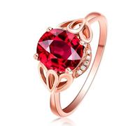 Stfery Anello da donna in oro rosa 18 carati Au750, con tormalina rosso taglio ovale, anello di diamanti in vero oro, 26 (21,0), Metallo, Tormalina Diamante
