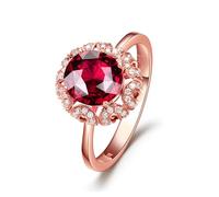 Stfery Anello da donna in oro rosa 18 carati, con tormalina rosso, anello di diamanti, 65 (20.7), Metallo, Tormalina Diamante